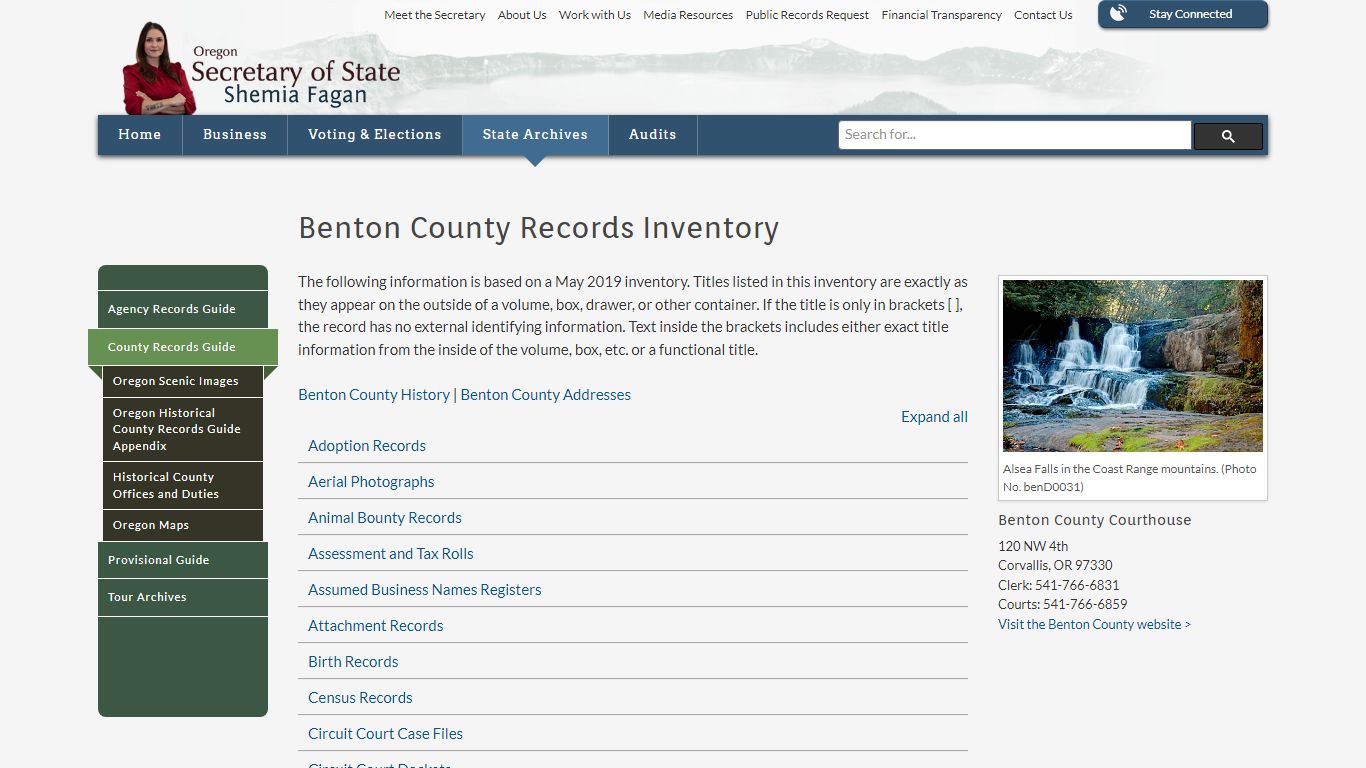 Benton County Records Inventory - Oregon